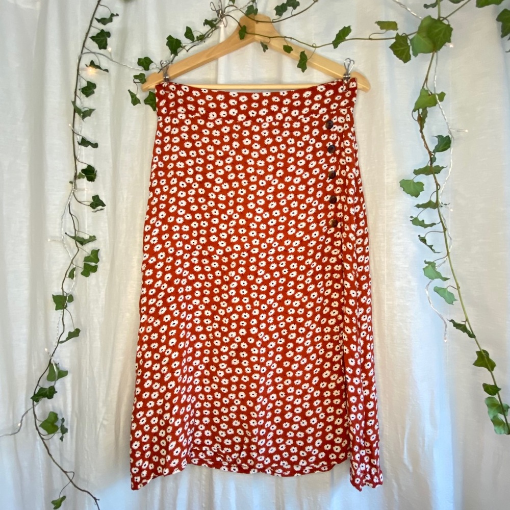 Faithfull the Brand Asymmetrical Button Midi Skirt